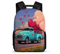 TPISLI Mochila Infantil Car Corazón Patrón para Niño Niña Escuela Primaria Mochila Dibujo Animado Cars 6-11 Años Bookbag, Espalda Acolchada Bolsillos Laterales Viaje Uso Diario