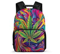 TPISLI Mochila Infantil Colourful Cannabis Hojas para Niños 8-12 Años Mochila Infantil Planta Estampado Cursos 3-5 Daypack, Tejido 1680D Detalles de Fieltro Ocio Actividades