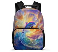 TPISLI Mochila Infantil Delfín Arcoíris para Niño Niña Escuela Primaria Mochila Sea Creature 6-11 Años Bookbag, Espalda Acolchada Bolsillos Laterales Viaje Uso Diario