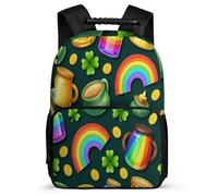 TPISLI Mochila Infantil Día de San Patricio Niños 8-12 Años Mochila Infantil Clover Hojas Cursos 3-5 School Bag, Tejido 1680D Espalda Acolchada Regalo Cumpleaños