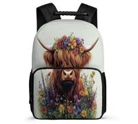 TPISLI Mochila Infantil Diseño de Highland Vaca Cursos 2-4 para Niños Niñas, Mochila Escolar Estampado de Ganado Colegio, Daypack, Tejido 1680D, Detalles Fieltro, Colegio Viaje