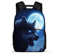 TPISLI Mochila Infantil Full Luna Lobo Niños 8-12 Años Mochila Infantil Lobos Luna Cursos 3-5 School Bag, Tejido 1680D Espalda Acolchada Regalo Cumpleaños