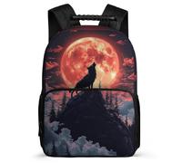 TPISLI Mochila Infantil Full-Luna Lobos para Niña Niño 5-10 Años Mochila Escolar Luna Lobo Cursos 3-5 Bookbag, Detalles de Fieltro Tejido 1680D Vuelta al Cole