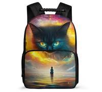 TPISLI Mochila Infantil Gatito Primaria para Niño Niña, Mochila Escolar Animal Gato Colegio, School Bag, Resistente, Bolsillos Laterales, Viaje Uso Diario