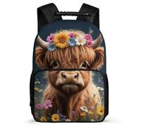TPISLI Mochila Infantil Highland Ganado Niño Niña 6-11 Años Mochila Infantil Animal Bull Cursos 1-3 Backpack, Resistente Ligera Espalda Acolchada Ocio Actividades