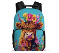 TPISLI Mochila Infantil Highland Ganado para Niño Niña Cursos 3-5 Mochila Escolar Animal Estampado 7-11 Años Daypack, Asa Reforzada Detalles de Fieltro Regalo Cumpleaños