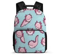 TPISLI Mochila Infantil Lindo Axolotl para Chicos Chicas Escuela Primaria Mochila Colegio Salamandra 6-11 Años Backpack, Tejido 1680D Espalda Acolchada Viaje Uso Diario