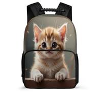 TPISLI Mochila Infantil Lindo Gato para Niños Niñas 7-12 Años Mochila Gatito Patrón Cursos 1-3 Backpack, Bolsillos Laterales Resistente Ligera Viaje Uso Diario