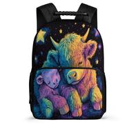 TPISLI Mochila Infantil Lindo Highland Vaca Diseño Escuela Primaria para Niños Mochila Ganado 7-12 Años School Bag, Tejido 1680D Detalles de Fieltro Navidad Escuela