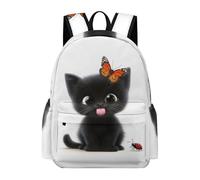 TPISLI Mochila Infantil Lindo Negro Gato Chicos y Chicas 9 Años Mochila Escolar Kawaii Gatito Clase 4 Bolsa Escolar, Backpack Ligera para Curso, Libros y Salidas Actividades Diarias