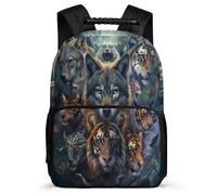 TPISLI Mochila Infantil Lobo Estampado para Chicos Chicas 5-10 Años Mochila Colegio Tigre Animal Lobos Escuela Primaria School Bag, Tejido 1680D Asa Reforzada Navidad Escuela