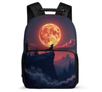 TPISLI Mochila Infantil Lobo Luna Colegio para Niños Mochila Infantil Luna Lobos 7-12 Años Bookbag, Asa Reforzada Resistente Ligera Viaje Uso Diario