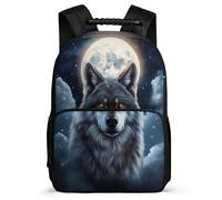 TPISLI Mochila Infantil Lobos Luna Cursos 1-3 para Niñas Mochila Escolar Full Luna Lobo 5-10 Años Bookbag, Espalda Acolchada Resistente Ligera Navidad Escuela