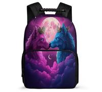 TPISLI Mochila Infantil Lobos Luna para Estudiantes Escuela Primaria Mochila Luna Lobo 6-11 Años Daypack, Detalles de Fieltro Resistente Ligera Excursiones Cortas