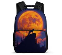 TPISLI Mochila Infantil Lobos Luna para Niño Niña 7-11 Años Mochila Full Luna Lobo Cursos 3-5 School Bag, Asa Reforzada Resistente Ligera Ocio Actividades