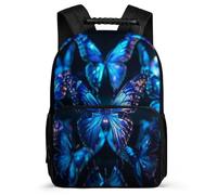 TPISLI Mochila Infantil Mariposa Niños 7-12 Años Mochila Escolar Butterflies 3D Estampado Cursos 1-3 Daypack, Detalles de Fieltro Espalda Acolchada Vuelta al Cole