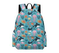 TPISLI Mochila Infantil Medusa Chica Clase 4 Mochila de Vida Marina Niñas Primaria Bolsa Escolar Moderna Durable Regalo Escolar Outdoor Colegio Uso Diario Excursión