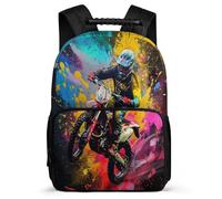 TPISLI Mochila Infantil Motorbike Colorful para Escolares Escuela Primaria Mochila Escolar Motocicleta 8-12 Años School Bag, Bolsillos Laterales Asa Reforzada Vuelta al Cole