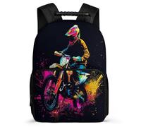 TPISLI Mochila Infantil Multicolor Moto Estampado para Niñas Cursos 2-4 Mochila Colegio Mountain Bike 7-12 Años Daypack, Espalda Acolchada Bolsillos Laterales Excursiones Cortas