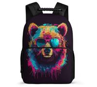 TPISLI Mochila Infantil Oso Escolares 5-10 Años Mochila Infantil Cool Animal Oso Cursos 1-3 Backpack, Espalda Acolchada Bolsillos Laterales Ocio Actividades