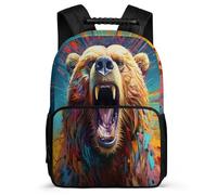 TPISLI Mochila Infantil Oso Motivo para Chicos Chicas 5-10 Años Mochila Colegio Animal Oso Cursos 1-3 Backpack, Bolsillos Laterales Detalles de Fieltro Navidad Escuela