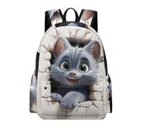 TPISLI Mochila Infantil Para Niños Y Niñas De 6 A 12 Años Mochila Para Niñas Adecuada Para Gato Con Gatito 3D Para Escuela Primaria Escuela