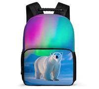 TPISLI Mochila Infantil Patrón de Polar Oso Aurora para Niña Niño 6-11 Años, Mochila Colegio Animal Escolar, Backpack, Resistente, Bolsillos Laterales, Viaje Uso Diario