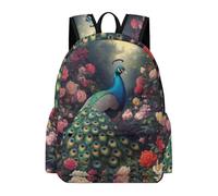 TPISLI Mochila Infantil Pavo Real Flores Niña 8 Años Mochila Tema de Animal para Escolares 8-12 Años Daypack Ligera Resistente Regalo Escolar Excursión Outdoor Uso Diario