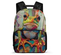 TPISLI Mochila Infantil Rana Colegio para Chicos Chicas Mochila Colegio Divertido Animal Patrón 7-12 Años Daypack, Bolsillos Laterales Espalda Acolchada Viaje Uso Diario