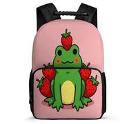 TPISLI Mochila Infantil Rana Fresa para Estudiantes Cursos 3-5 Mochila Colegio Small Animal 7-11 Años Bookbag, Bolsillos Laterales Espalda Acolchada Excursiones Cortas
