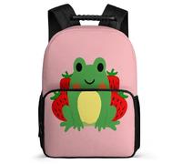 TPISLI Mochila Infantil Rana Patrón Escuela Primaria para Niños Niñas Mochila Escolar Fresa Animal 7-11 Años Bookbag, Resistente Ligera Bolsillos Laterales Navidad Escuela