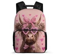 TPISLI Mochila Infantil Rosa Highland Vaca para Niños Cursos 1-3 Mochila Escolar Animal Bull 7-11 Años Bookbag, Espalda Acolchada Resistente Ligera Excursiones Cortas