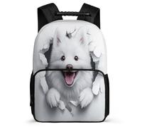 TPISLI Mochila Infantil Samoyed Perro para Escolares Cursos 1-3 Mochila Infantil Animal Cachorro 7-11 Años Bookbag, Bolsillos Laterales Detalles de Fieltro Navidad Escuela