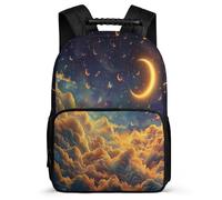 TPISLI Mochila Infantil Starry Sky Clouds para Niños Niñas Colegio Mochila Luna 6-11 Años Daypack, Resistente Ligera Bolsillos Laterales Navidad Escuela