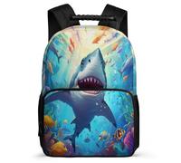 TPISLI Mochila Infantil Tiburón Diseño para Niñas Cursos 2-4 Mochila Colegio Vida Marina 8-12 Años Backpack, Asa Reforzada Tejido 1680D Excursiones Cortas