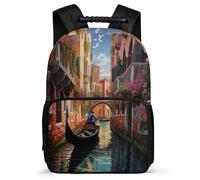 TPISLI Mochila Infantil Venice Ltly City para Escolares 6-11 Años Mochila Escolar RiverSide Town Colegio School Bag, Asa Reforzada Resistente Ligera Navidad Escuela