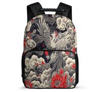 TPISLI Mochila Japonés Estilo Grullas para Chicos Chicas 8-12 Años, Mochila Colegio Pájaros Escolar Ligera, Bookbag, Espalda Acolchada, Asa Reforzada, Escuela Diario
