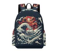 TPISLI Mochila Japonés Estilo Olas Curso 4-6 Chicos y Chicas Bolsa de Colegio Olas Colegio Bolsa Escolar, Backpack Duradera para Clases, Paseo y Senderismo Actividades Diarias
