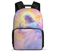 TPISLI Mochila Jesus Motivo Escuela Primaria para Niños Mochila Colegio Jesus Christian Patrón 7-12 Años Backpack, Bolsillos Laterales Espalda Acolchada Excursiones Cortas