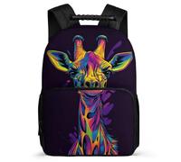 TPISLI Mochila Jirafa Patrón para Niños Niñas Escuela Primaria Mochila Infantil Animal Motivo 6-11 Años Backpack, Bolsillos Laterales Tejido 1680D Navidad Escuela
