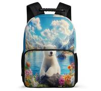 TPISLI Mochila Kawaii Polar Oso Chicos Chicas Primaria, Mochila Escolar Estampado Animal Infantil Colegio, Bookbag, Tejido 1680D, Detalles de Fieltro, Colegio Viaje