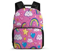 TPISLI Mochila Lindo Arcoíris para Chicos Chicas Cursos 3-5 Mochila Escolar Corazón Rosa 7-12 Años School Bag, Resistente Ligera Asa Reforzada Regalo Cumpleaños