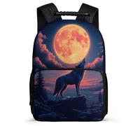 TPISLI Mochila Llena Luna Lobos Niño Niña Primaria, Mochila Escolar Luna Lobo Infantil Colegio, School Bag, Tejido 1680D, Detalles de Fieltro, Colegio Viaje