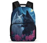 TPISLI Mochila Lobo Motivo para Chicos Chicas Cursos 3-5 Mochila Escolar Animal Lobo Patrón 7-12 Años School Bag, Resistente Ligera Asa Reforzada Regalo Cumpleaños