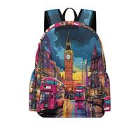 TPISLI Mochila Londres Big Ben Chicos y Chicas 7-11 Años Bolsa de Colegio Londres Paisaje Urbano Clase 3-5 Bolsa Escolar, Daypack Impermeable para Escuela, Viaje y Uso Diario Actividades Diarias