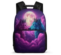 TPISLI Mochila Luna Lobos Escuela Primaria para Niñas Mochila Infantil Luna Lobo 6-10 Años Backpack, Bolsillos Laterales Asa Reforzada Navidad Escuela