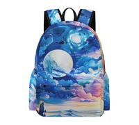 TPISLI Mochila Luna Motivo para Niño y Niña Clase 5-7 Mochila de Nube Colorido Cielo 9-13 Años School Bag, Daypack Resistente para Curso, Libros y Salidas Actividades Diarias Uso Diario