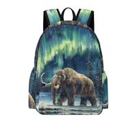 TPISLI Mochila Mamut Motivo para Niños y Niñas Clase 5-7 Mochila Colegio Aurora Boreal 9-13 Años Daypack, Bookbag Impermeable para Curso, Libros y Salidas Actividades Diarias