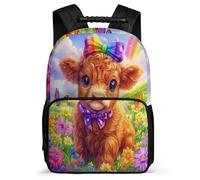 TPISLI Mochila Motivo de Highland Vaca Niños Colegio, Mochila Escolar Vaca Infantil Colegio, Backpack, Resistente, Bolsillos Laterales, Viaje Uso Diario