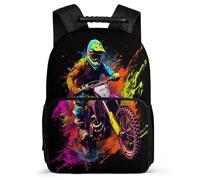 TPISLI Mochila Motocross Bike para Escolares Cursos 2-4 Mochila Infantil Cool Motocicleta 6-10 Años Bookbag, Asa Reforzada Bolsillos Laterales Navidad Escuela